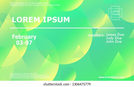 Conference invitation design template, flyer layout. Geometric background. Minimal abstract cover design. Creative colorful wallpaper. Trendy gradient poster. Vector illustration.