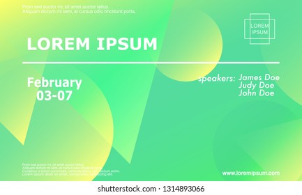 Conference invitation design template, flyer layout. Geometric background. Minimal abstract cover design. Creative colorful wallpaper. Trendy gradient poster. Vector illustration.