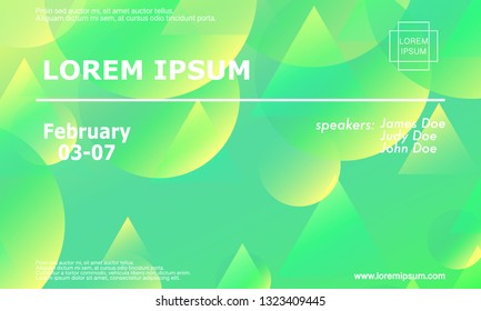 Conference invitation design template, flyer layout. Geometric background. Minimal abstract cover design. Creative colorful wallpaper. Trendy gradient poster. Vector illustration.