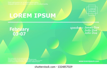 Conference invitation design template, flyer layout. Geometric background. Minimal abstract cover design. Creative colorful wallpaper. Trendy gradient poster. Vector illustration.