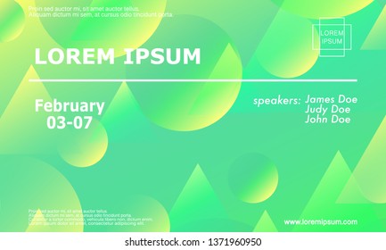 Conference invitation design template, flyer layout. Geometric background. Minimal abstract cover design. Creative colorful wallpaper. Trendy gradient poster. Vector illustration.