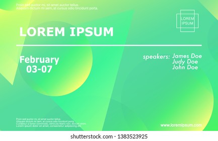 Conference invitation design template, flyer layout. Geometric background. Minimal abstract cover design. Creative colorful wallpaper. Trendy gradient poster. Vector illustration.