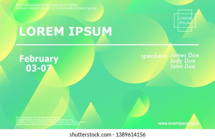Conference invitation design template, flyer layout. Geometric background. Minimal abstract cover design. Creative colorful wallpaper. Trendy gradient poster. Vector illustration.