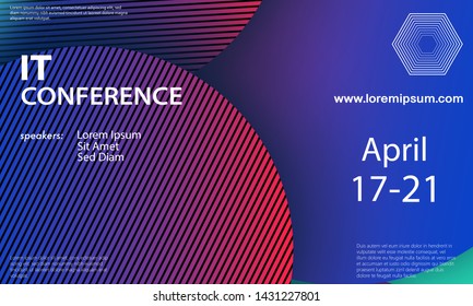 Conference invitation. Geometric background. Minimal abstract cover design. Creative colorful wallpaper. Trendy gradient poster. Vector illustration.