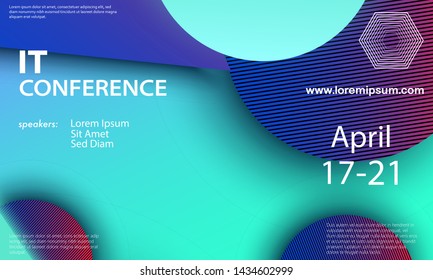 Conference invitation. Geometric background. Minimal abstract cover design. Creative colorful wallpaper. Trendy gradient poster. Vector illustration.