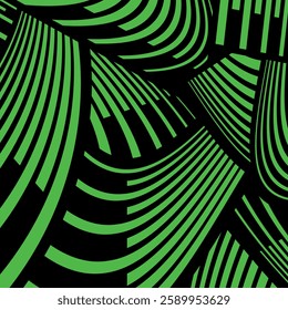 Conference league vector square black background with striped green rounded lines. European football team competition wallpaper.