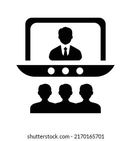 Conference, lecture icon. Black vector illustration.