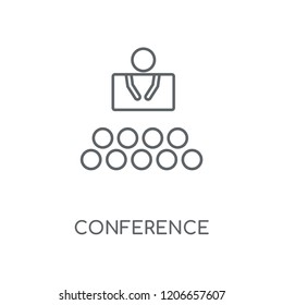 Conference linear icon. Conference concept stroke symbol design. Thin graphic elements vector illustration, outline pattern on a white background, eps 10.