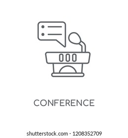 Conference linear icon. Conference concept stroke symbol design. Thin graphic elements vector illustration, outline pattern on a white background, eps 10.