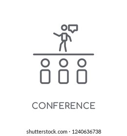 Conference linear icon. Modern outline Conference logo concept on white background from Business and analytics collection. Suitable for use on web apps, mobile apps and print media.