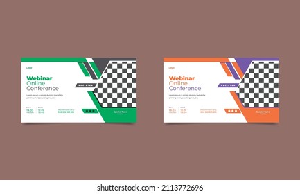 Conference live webinar banner and corporate social media post web banner design template..eps