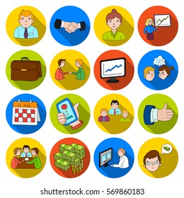 Conference and negetiations set icons in flat style. Big collection of conference and negetiations vector symbol stock illustration