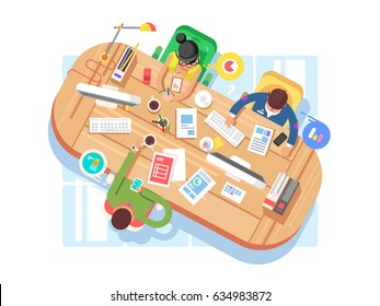 Conference office workspace, meeting