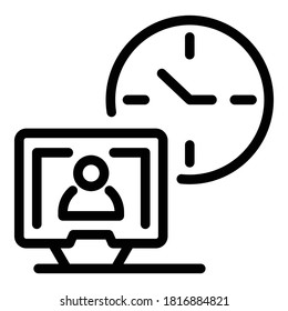 Conference online meeting icon. Outline conference online meeting vector icon for web design isolated on white background