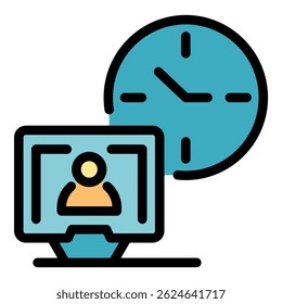 Conference online meeting icon. Outline conference online meeting vector icon color flat isolated