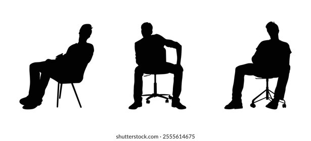 Conference or other meeting students sitting in chairs vector set.