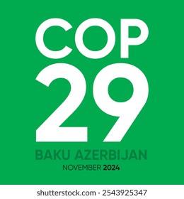 Conferência das Partes CQNUAC COP29. Conferência anual das Nações Unidas sobre as alterações climáticas em novembro de 2024, em Baku, Azerbaijão. Banner da cúpula internacional sobre o clima. Aquecimento global. Ilustração vetorial