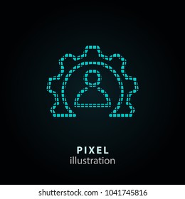 Conference - pixel icon. Vector Illustration. Design logo element. Isolated on black background. It is easy to change to any color.