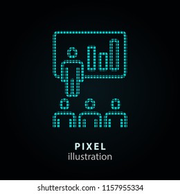 Conference - pixel icon. Vector Illustration. Design logo element. Isolated on black background. It is easy to change to any color.