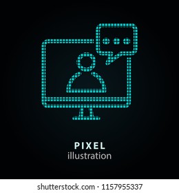 Conference - pixel icon. Vector Illustration. Design logo element. Isolated on black background. It is easy to change to any color.