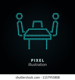 Conference - pixel icon. Vector Illustration. Design logo element. Isolated on black background. It is easy to change to any color.