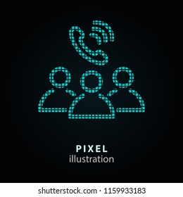 Conference - pixel icon. Vector Illustration. Design logo element. Isolated on black background. It is easy to change to any color.