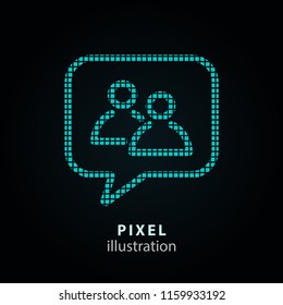 Conference - pixel icon. Vector Illustration. Design logo element. Isolated on black background. It is easy to change to any color.