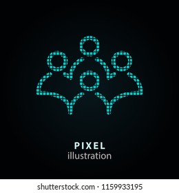 Conference - pixel icon. Vector Illustration. Design logo element. Isolated on black background. It is easy to change to any color.
