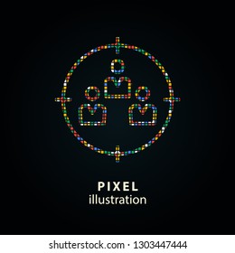 Conference - pixel icon. Vector Illustration. Design logo element. Isolated on black background.