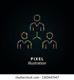Conference - pixel icon. Vector Illustration. Design logo element. Isolated on black background.