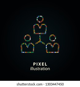 Conference - pixel icon. Vector Illustration. Design logo element. Isolated on black background.