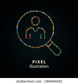 Conference - pixel icon. Vector Illustration. Design logo element. Isolated on black background.