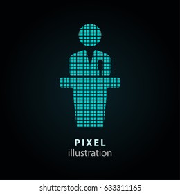 Conference - pixel icon. Vector Illustration. Design logo element. Isolated on black background. It is easy to change to any color.