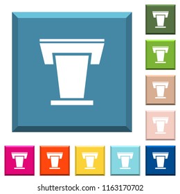 Conference podium white icons on edged square buttons in various trendy colors