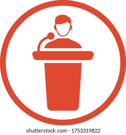 Icono de presentación de conferencia, presentador, orador
