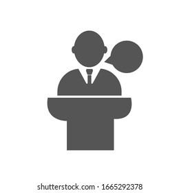 Icono de conferencia, Icono de presentación, Gráficos vectoriales. Icono del altavoz de estilo plano. EPS 10