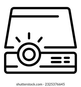 Vector de contorno del icono del proyector de conferencia. Empresa de oficina. Seminario web de pantalla