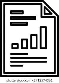 Conference Report Document Analysis Icon Vector. Vector icon showing a document with charts and graphs, symbolizing conference reports, data analysis, and business summaries.