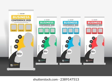 Conference Roll Up Banner design template, corporate business promotion banner template