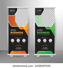 Conference roll up banner design template, conference rollup banner template vector design