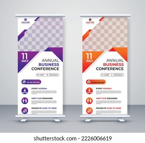 conference roll-up banner corporate business company annual seminar rack card, stand, and x banner dl flyer design