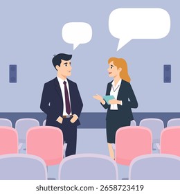 Sala de conferências com trabalho de audiência