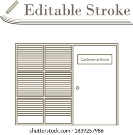 Conference Room Icon. Editable Stroke Simple Design. Vector Illustration.