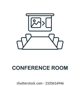 Conference Room icon. Line element from corporate development collection. Linear Conference Room icon sign for web design, infographics and more.