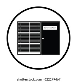 Conference room icon. Thin circle design. Vector illustration.