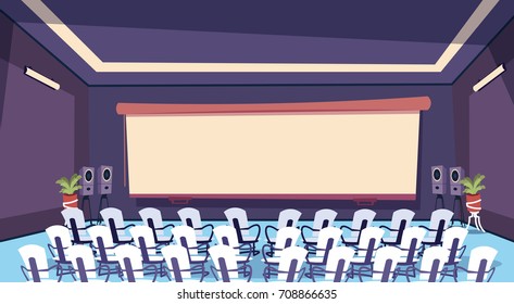 Conference Room Modern Business Center Empty Office Building Working Space Meeting Hall Interior Flat Vector Illustration