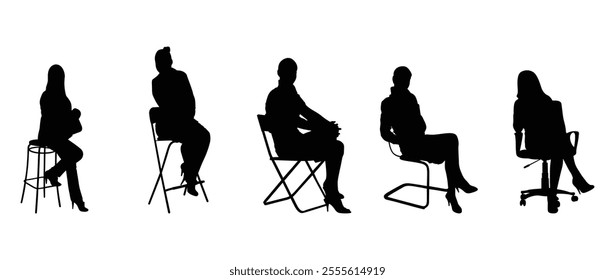 Conference seating or other meeting chairs vector set.