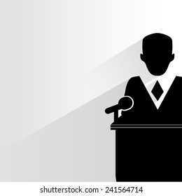 conference speech, declaration concept on white background, flat and shadow theme