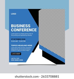 conference square banner design template.