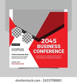 conference square banner design template.